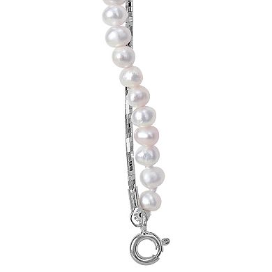 Stella Grace Sterling Silver Freshwater Cultured Pearl Twist Chain Necklace