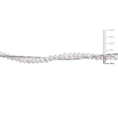 Stella Grace Sterling Silver Freshwater Cultured Pearl Twist Chain Necklace