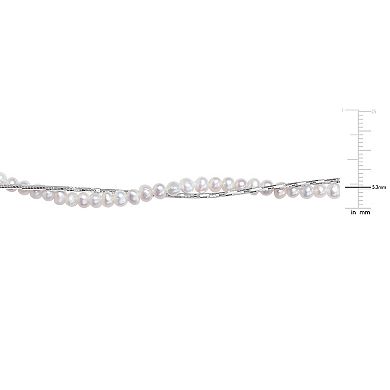 Stella Grace Sterling Silver Freshwater Cultured Pearl Twist Chain Necklace