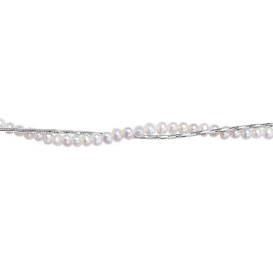 Stella Grace Sterling Silver Freshwater Cultured Pearl Twist Chain Necklace