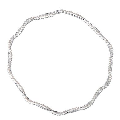 Stella Grace Sterling Silver Freshwater Cultured Pearl Twist Chain Necklace