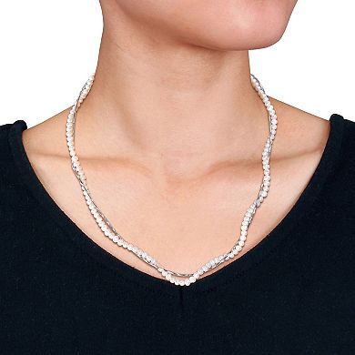 Stella Grace Sterling Silver Freshwater Cultured Pearl Twist Chain Necklace