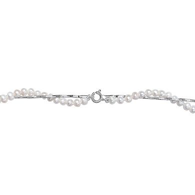 Stella Grace Sterling Silver Freshwater Cultured Pearl Twist Chain Necklace
