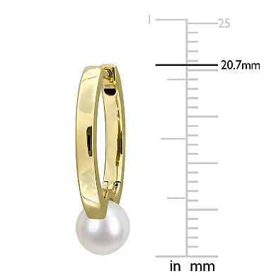 Stella Grace 10k Gold Freshwater Cultured Pearl Hoop Earrings