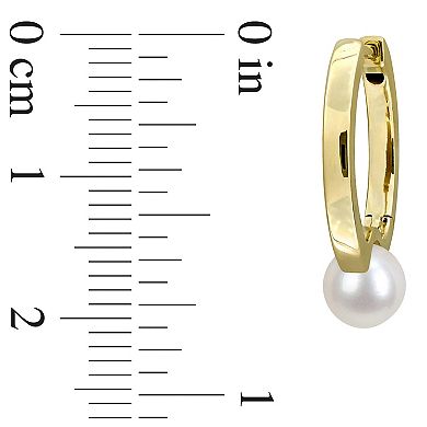 Stella Grace 10k Gold Freshwater Cultured Pearl Hoop Earrings