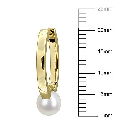 Stella Grace 10k Gold Freshwater Cultured Pearl Hoop Earrings