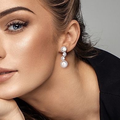 Stella Grace Sterling Silver Freshwater Cultured Pearl & White Topaz Drop Earrings