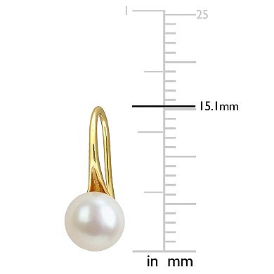Stella Grace 18k Gold over Sterling Silver Freshwater Cultured Pearl Wave Shepherd Hook Earrings