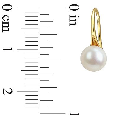 Stella Grace 18k Gold over Sterling Silver Freshwater Cultured Pearl Wave Shepherd Hook Earrings