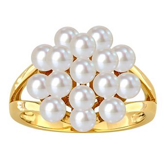 Stella Grace 14k Gold Freshwater Cultured Pearl Cluster Ring