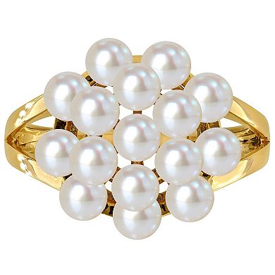 Stella Grace 14k Gold Freshwater Cultured Pearl Cluster Ring