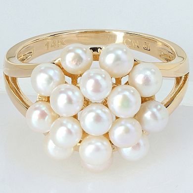 Stella Grace 14k Gold Freshwater Cultured Pearl Cluster Ring