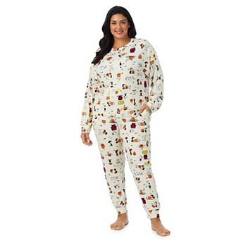 Plus Size Beauty Sleep Social 2 pc Peanuts Halloween Cozy Pajama Top & Pajama Pants Set