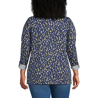 Plus Size Lands' End Supima Cotton Adjustable 3/4 Sleeve Boatneck Tunic