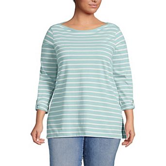 Plus Size Lands' End Supima Cotton Adjustable 3/4 Sleeve Boatneck Tunic