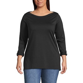 Plus Size Lands' End Supima Cotton Adjustable 3/4 Sleeve Boatneck Tunic