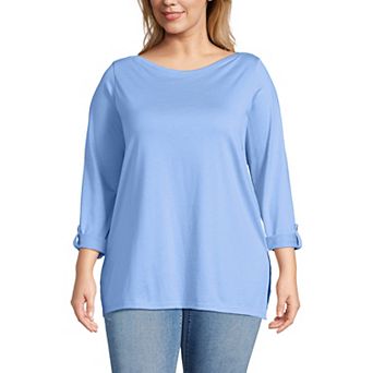 Plus Size Lands' End Supima Cotton Adjustable 3/4 Sleeve Boatneck Tunic