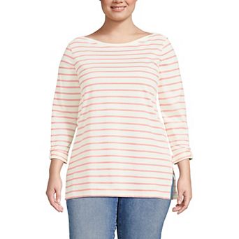 Plus Size Lands' End Supima Cotton Adjustable 3/4 Sleeve Boatneck Tunic