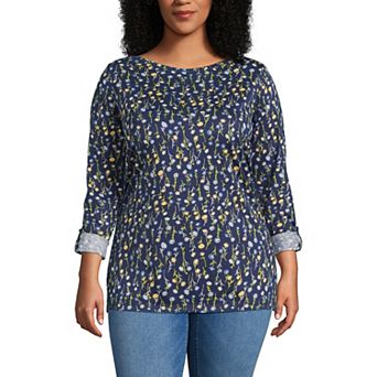Plus Size Lands' End Supima Cotton Adjustable 3/4 Sleeve Boatneck Tunic
