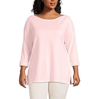 Plus Size Lands' End Supima Cotton Adjustable 3/4 Sleeve Boatneck Tunic