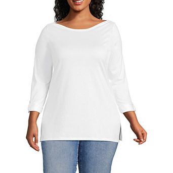 Plus Size Lands' End Supima Cotton Adjustable 3/4 Sleeve Boatneck Tunic