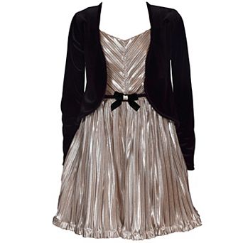 Girls 7-16 Bonnie Jean Crinkle Dress & Cardigan Set