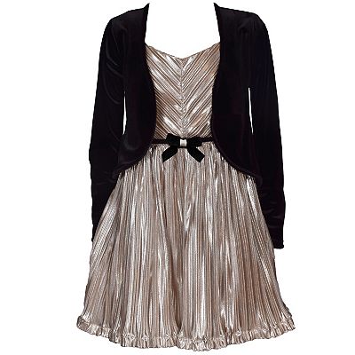 Girls 7-16 Bonnie Jean Crinkle Dress & Cardigan Set