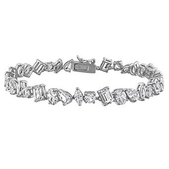 Stella Grace Sterling Silver Multi-Shape Lab-Created Sapphire Bracelet