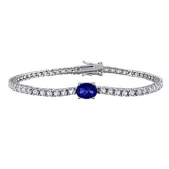 Stella Grace Sterling Silver Gemstone Tennis Bracelet