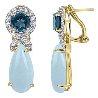 Stella Grace Gold-Tone Aquamarine & Topaz Teardrop Earrings