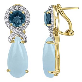 Stella Grace Gold-Tone Aquamarine & Topaz Teardrop Earrings