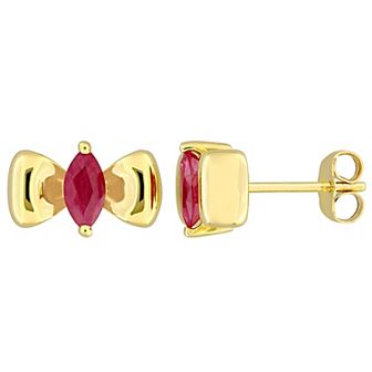 Stella Grace 10k Gold 5/8 Carat T.W. Marquise Ruby Butterfly Bow Tie Earrings