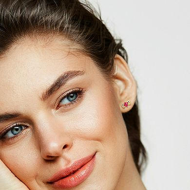 Stella Grace 10k Gold 5/8 Carat T.W. Marquise Ruby Butterfly Bow Tie Earrings