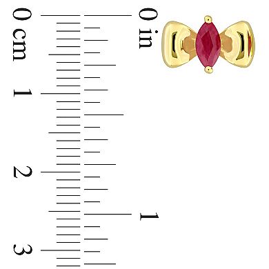 Stella Grace 10k Gold 5/8 Carat T.W. Marquise Ruby Butterfly Bow Tie Earrings
