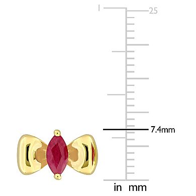 Stella Grace 10k Gold 5/8 Carat T.W. Marquise Ruby Butterfly Bow Tie Earrings