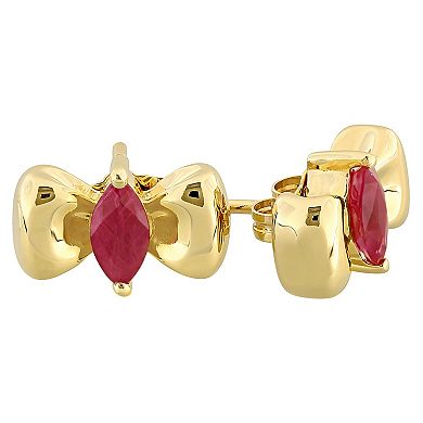 Stella Grace 10k Gold 5/8 Carat T.W. Marquise Ruby Butterfly Bow Tie Earrings