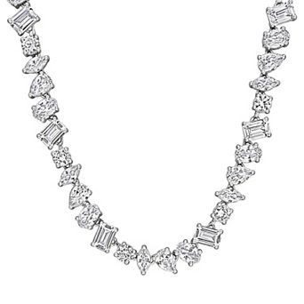 Stella Grace Sterling Silver Multi-Shape Lab-Created Sapphire Necklace