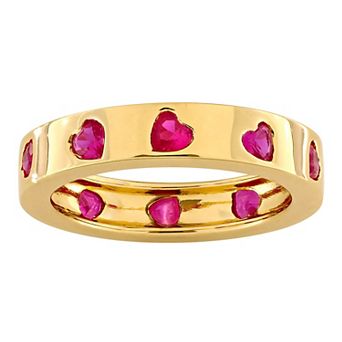 Stella Grace 18k Gold Over Silver Created Ruby Heart Eternity Ring