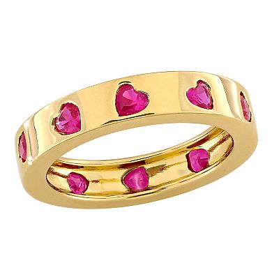 Stella Grace 18k Gold Over Silver Created Ruby Heart Eternity Ring