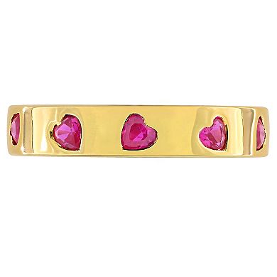 Stella Grace 18k Gold Over Silver Created Ruby Heart Eternity Ring