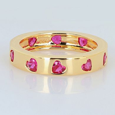 Stella Grace 18k Gold Over Silver Created Ruby Heart Eternity Ring