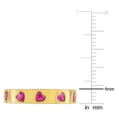 Stella Grace 18k Gold Over Silver Created Ruby Heart Eternity Ring