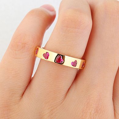 Stella Grace 18k Gold Over Silver Created Ruby Heart Eternity Ring
