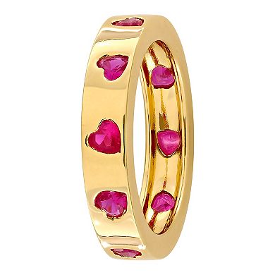 Stella Grace 18k Gold Over Silver Created Ruby Heart Eternity Ring