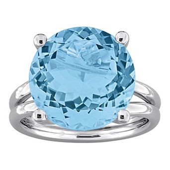 Stella Grace Sterling Silver Gemstone Solitaire Cocktail Ring