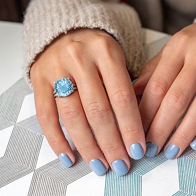 Stella Grace Sterling Silver Gemstone Solitaire Cocktail Ring