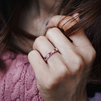 Stella Grace Amethyst & 1/2 Carat T.W. Diamond Heart Eternity Ring
