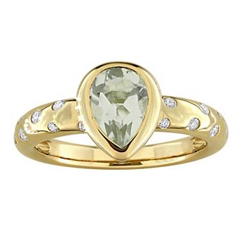 Stella Grace 10K Yellow Gold Gemstone & 1/4 Carat T.W. Diamond Teardrop Ring