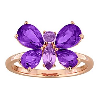 Stella Grace Amethyst & Rose De France Butterfly Ring
