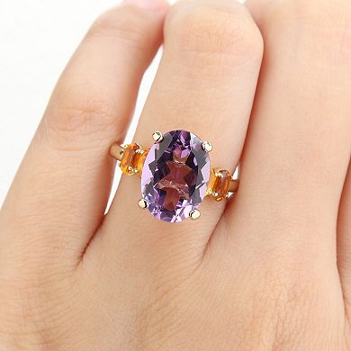 Stella Grace Gold-Tone Amethyst & Citrine Fashion Ring